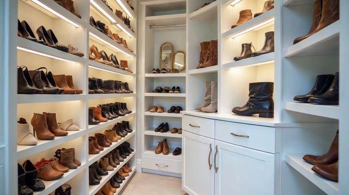 Double your closet space with a custom layout designed for all your shoes, clothes, and accessories. From multi-level sh