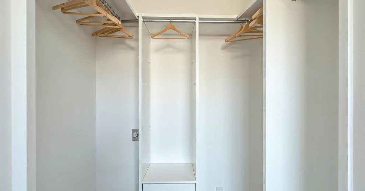 Bright custom walk-in closet with double-hang rods and white shelving in a Lake Nona new build
