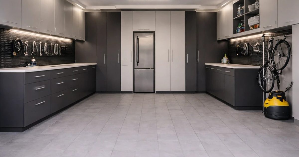 Organized two-car garage with wall-mounted storage and clear floor space in an Orlando home