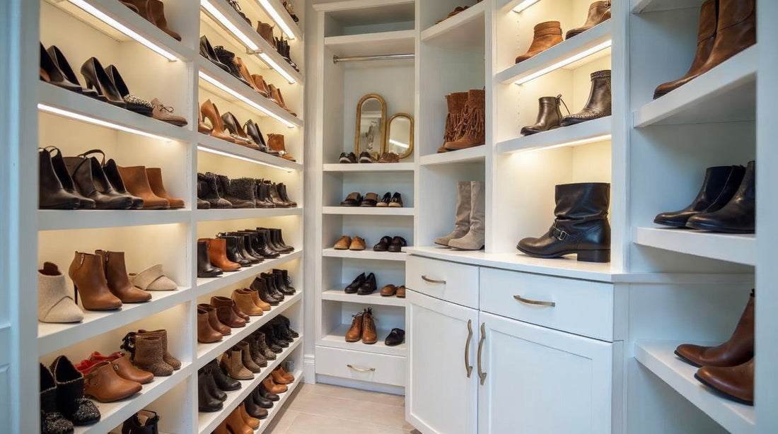 Double your closet space with a custom layout designed for all your shoes, clothes, and accessories. From multi-level sh