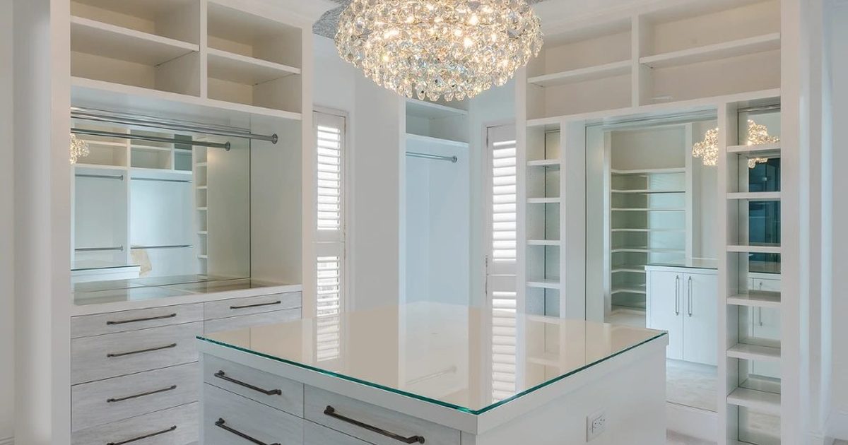 Custom walk-in closet installed in an Orlando home
