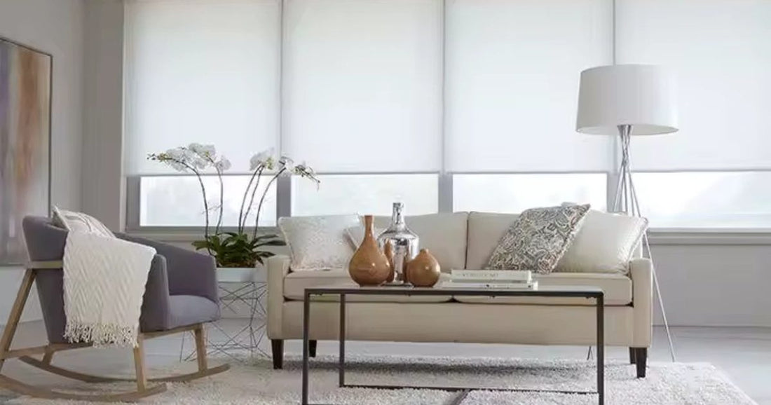 Bright Central Florida living room window glowing with afternoon sunlight through light-filtering shades