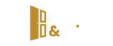 Gold logo with a stylized door and ampersand on a white background